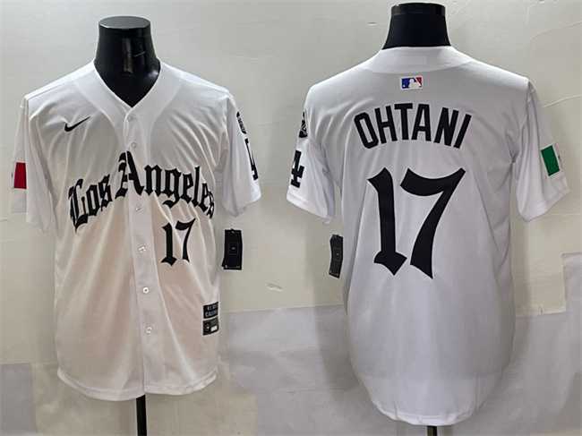 Men%27s Los Angeles Dodgers #17 Shohei Ohtani White Mexico 2025 LA Gothic Style With Fernando Patch Vapor Premier Limited Stitched Jersey->los angeles dodgers->MLB Jersey
